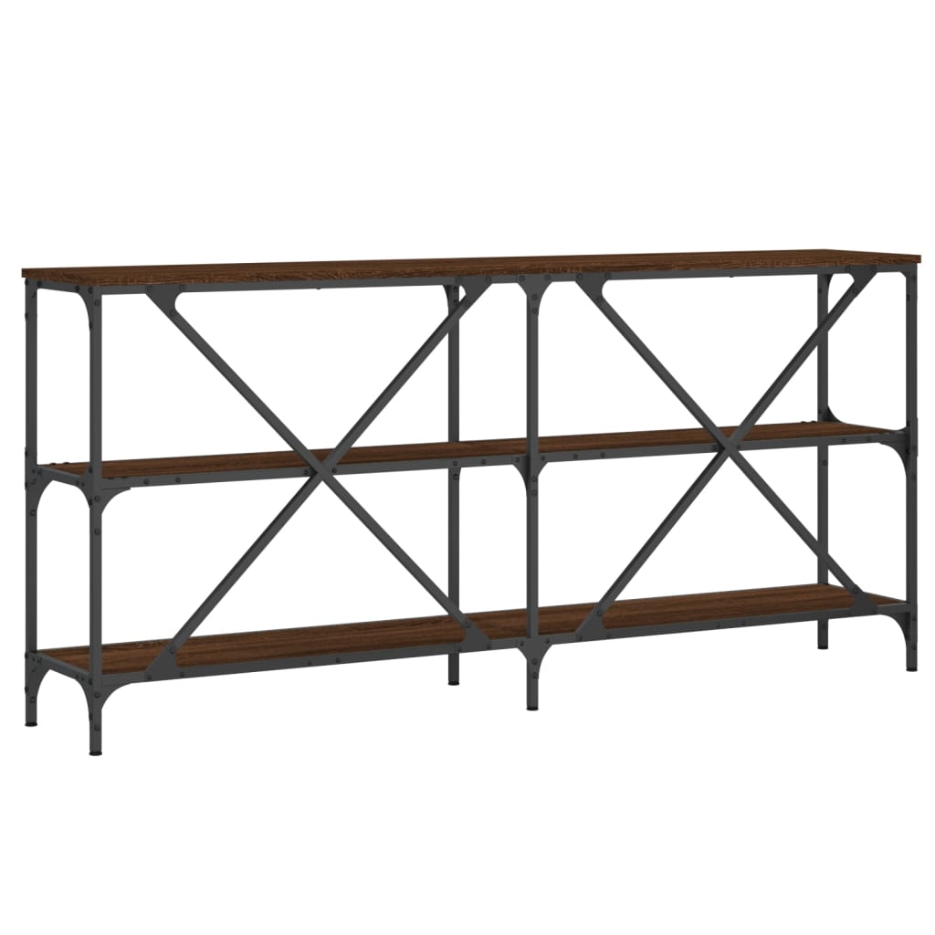vidaXL Console Table Brown Oak 160x30x75 cm Engineered Wood and Iron