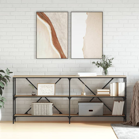 vidaXL Console Table Sonoma Oak 180x30x75 cm Engineered Wood and Iron