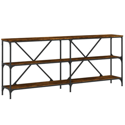 vidaXL Console Table Smoked Oak 180x30x75 cm Engineered Wood and Iron