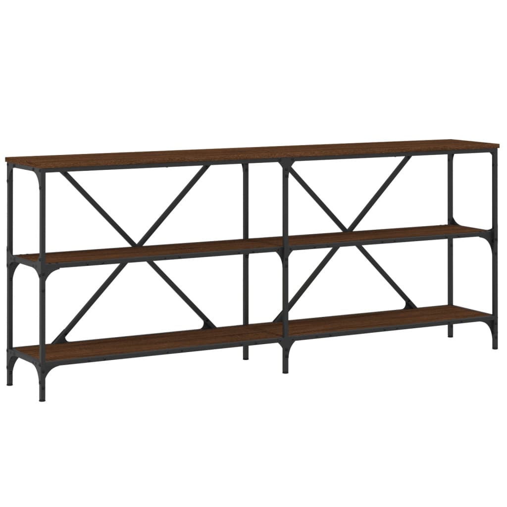 vidaXL Console Table Brown Oak 180x30x75 cm Engineered Wood and Iron