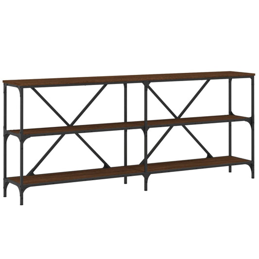 vidaXL Console Table Brown Oak 180x30x75 cm Engineered Wood and Iron