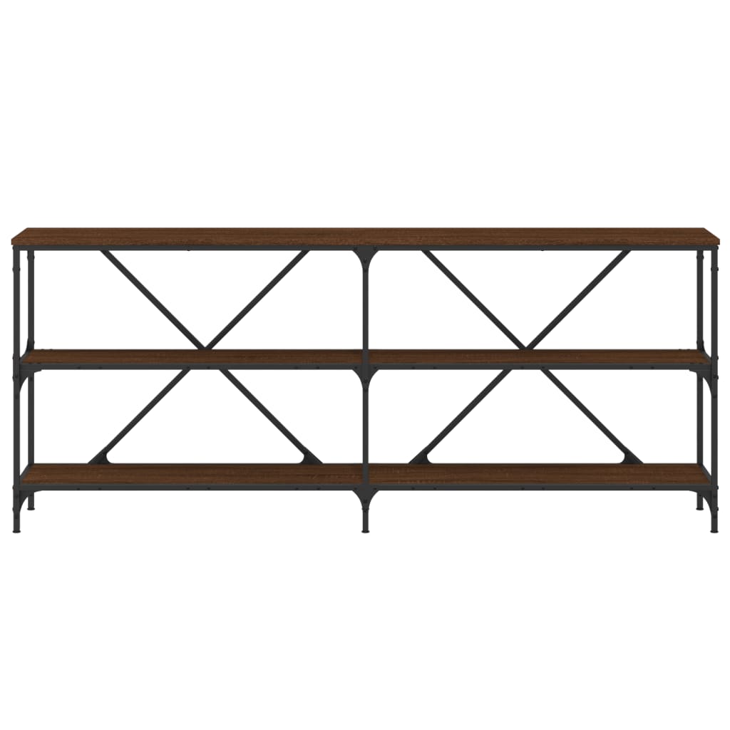 vidaXL Console Table Brown Oak 180x30x75 cm Engineered Wood and Iron