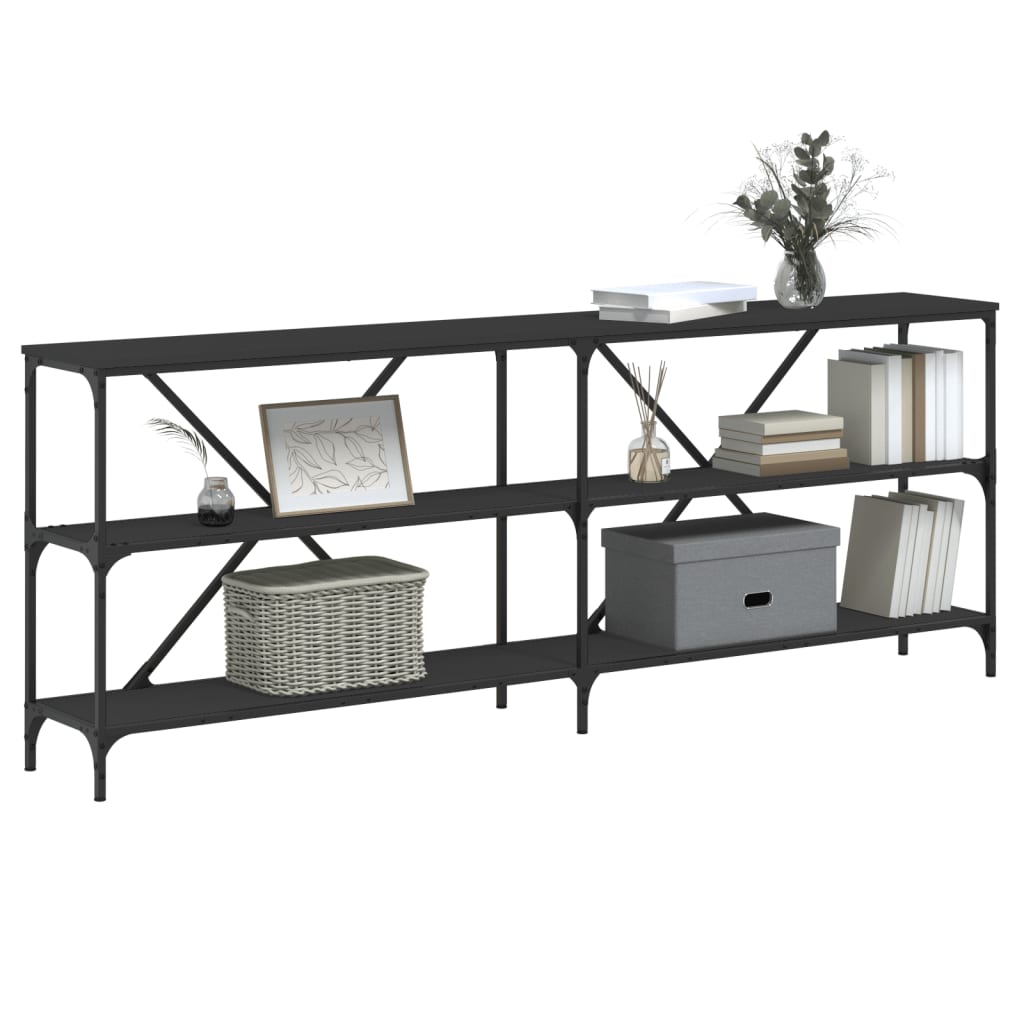 vidaXL Console Table Black 200x30x75 cm Engineered Wood and Iron