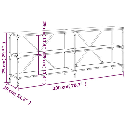 vidaXL Console Table Black 200x30x75 cm Engineered Wood and Iron