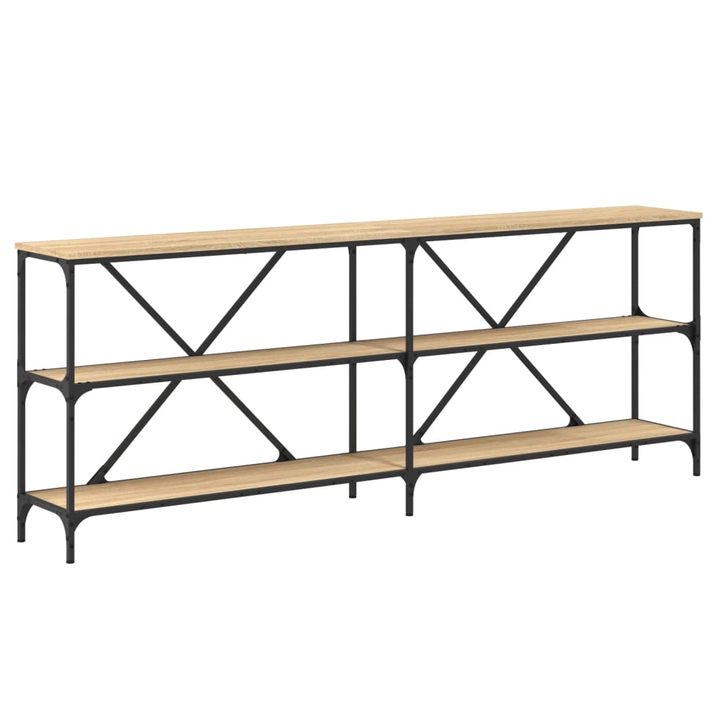 vidaXL Console Table Sonoma Oak 200x30x75 cm Engineered Wood and Iron
