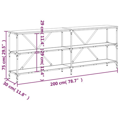 vidaXL Console Table Sonoma Oak 200x30x75 cm Engineered Wood and Iron