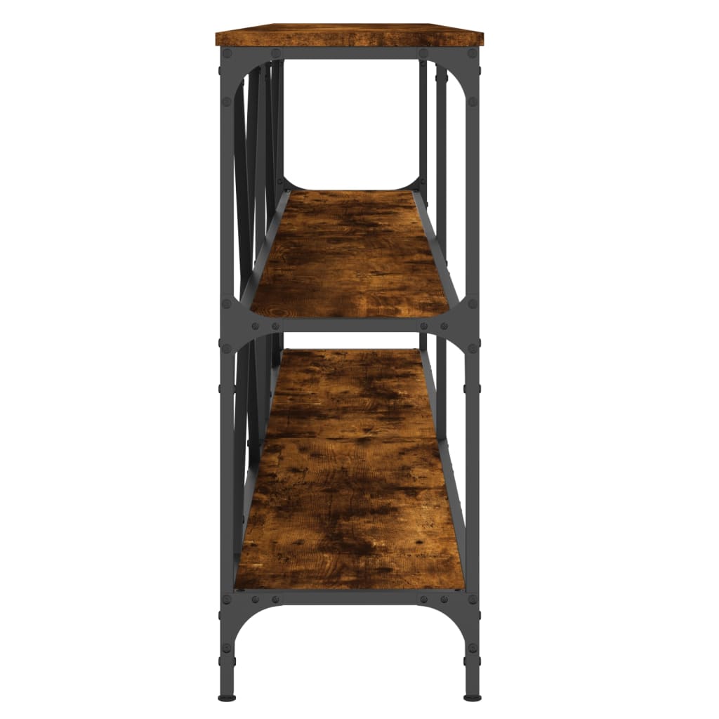 vidaXL Console Table Smoked Oak 200x30x75 cm Engineered Wood and Iron