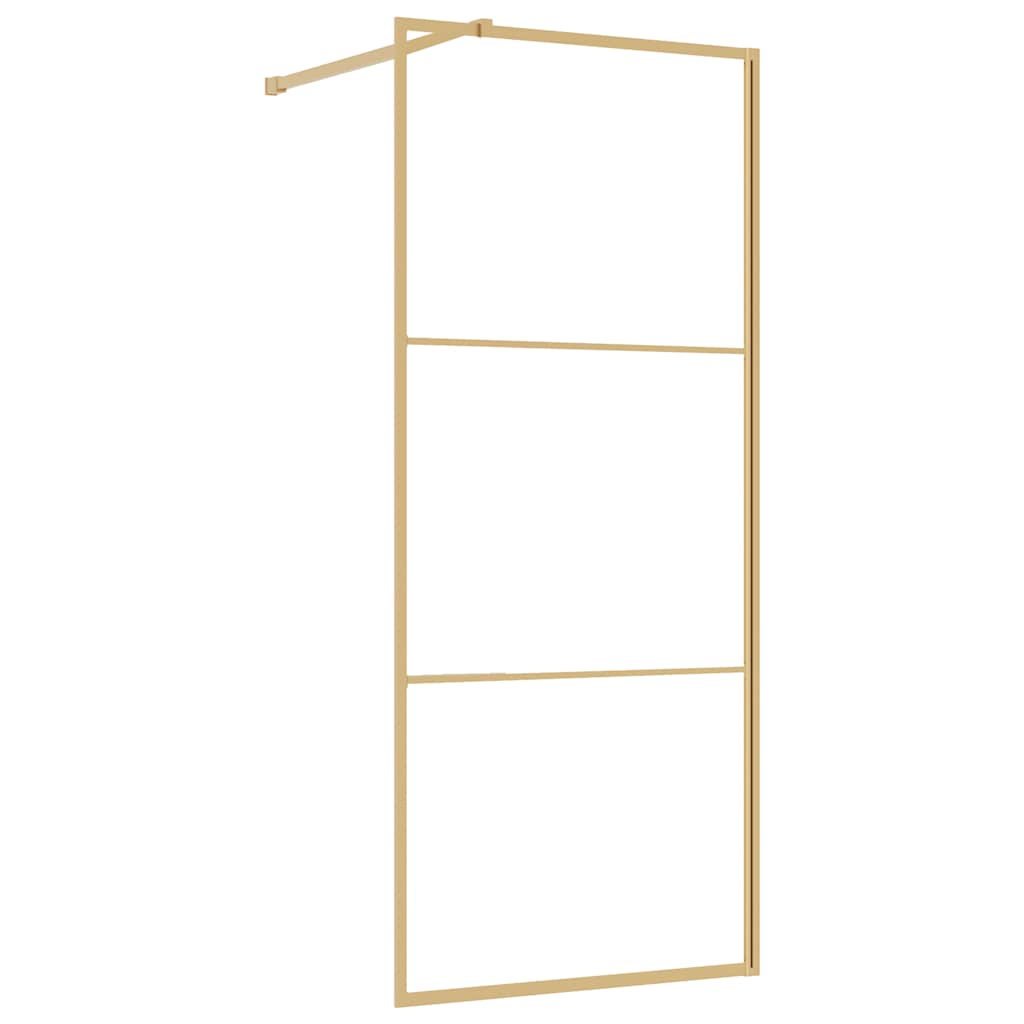 vidaXL Walk-in Shower Wall Gold 80 x 195 cm Glass and Aluminium