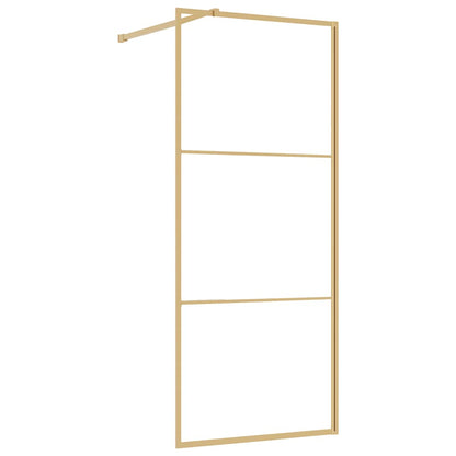 vidaXL Walk-in Shower Wall Gold 80 x 195 cm Glass and Aluminium