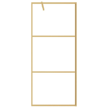 vidaXL Walk-in Shower Wall Gold 80 x 195 cm Glass and Aluminium