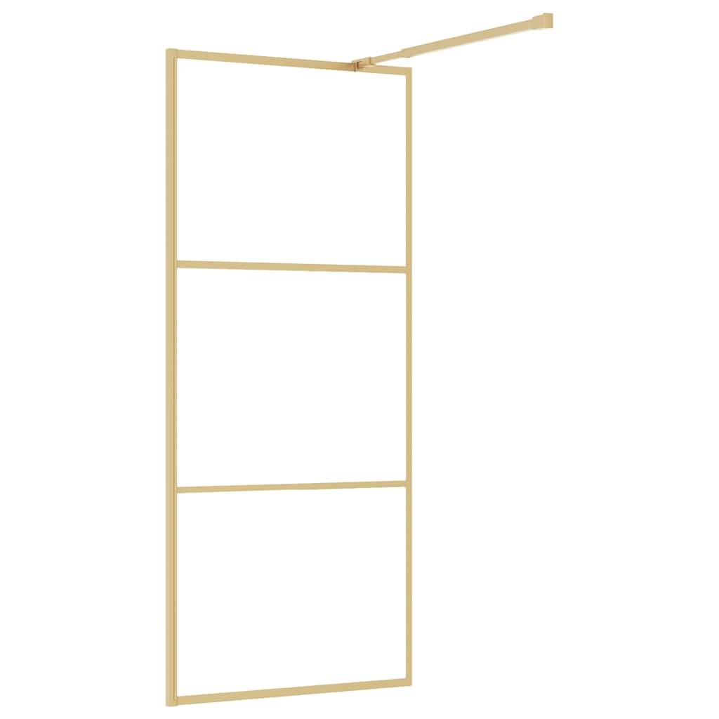 vidaXL Walk-in Shower Wall Gold 80 x 195 cm Glass and Aluminium
