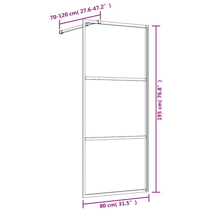 vidaXL Walk-in Shower Wall Gold 80 x 195 cm Glass and Aluminium