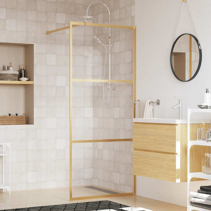 vidaXL Walk-in Shower Wall Gold 80 x 195 cm Glass and Aluminium