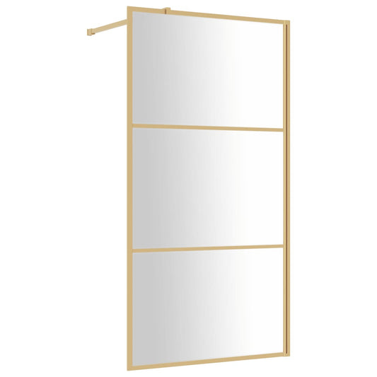 vidaXL Walk-in Shower Wall with Clear ESG Glass Gold 100x195 cm