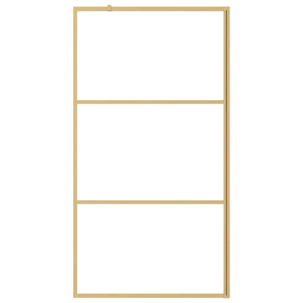 vidaXL Walk-in Shower Wall Gold 115 x 195 cm Glass and Aluminium