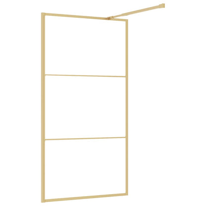 vidaXL Walk-in Shower Wall Gold 115 x 195 cm Glass and Aluminium