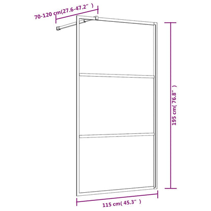 vidaXL Walk-in Shower Wall Gold 115 x 195 cm Glass and Aluminium