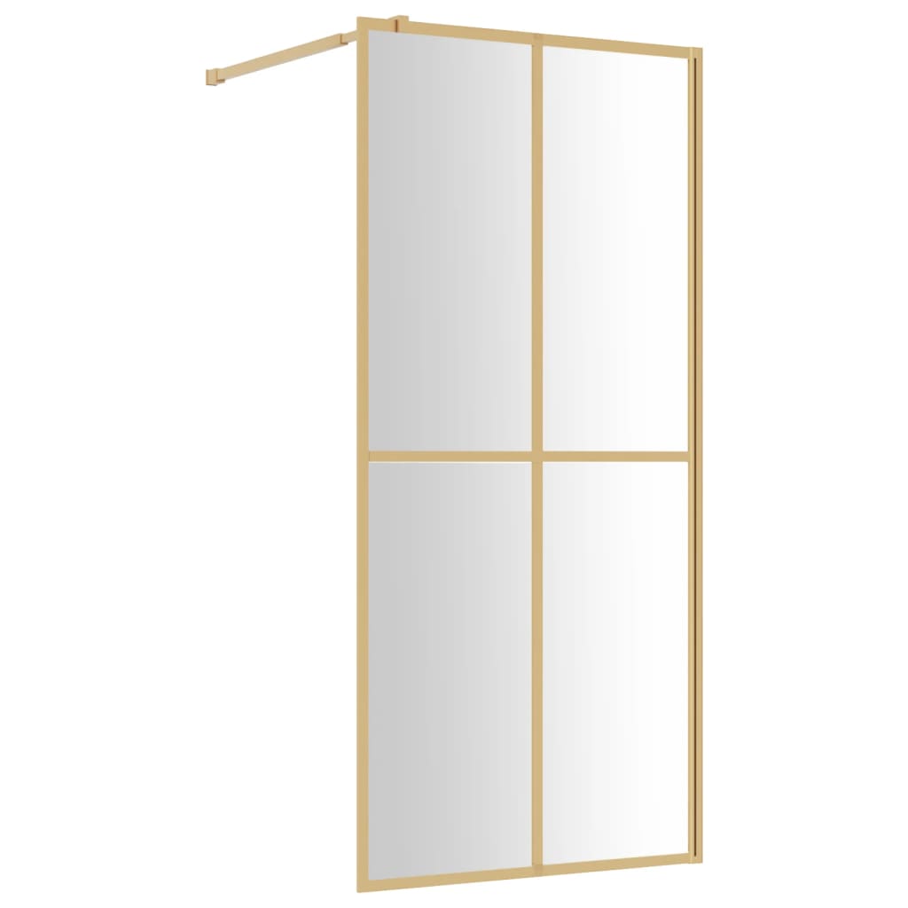 vidaXL Walk-in Shower Wall with Clear ESG Glass Gold 80x195 cm