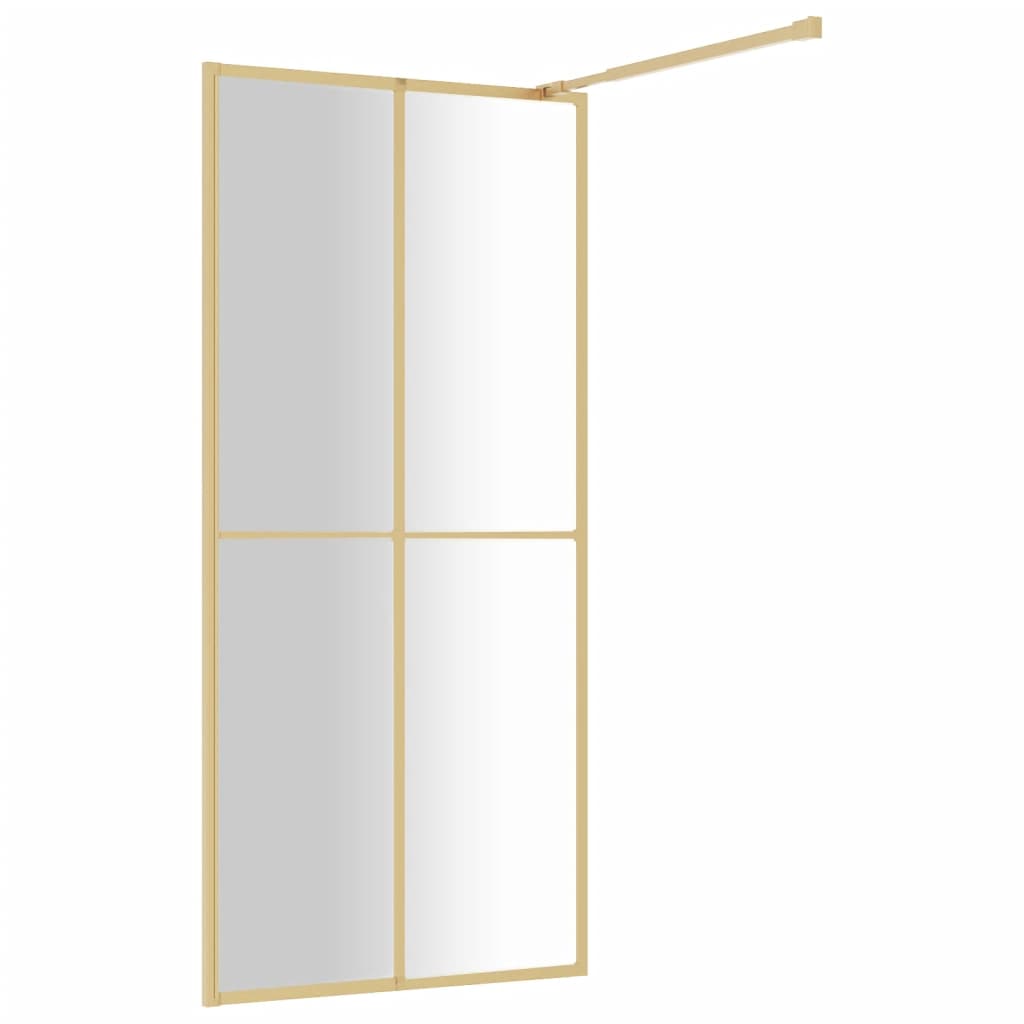 vidaXL Walk-in Shower Wall with Clear ESG Glass Gold 80x195 cm