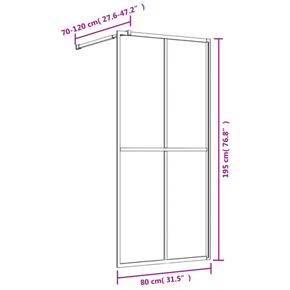 vidaXL Walk-in Shower Wall with Clear ESG Glass Gold 80x195 cm