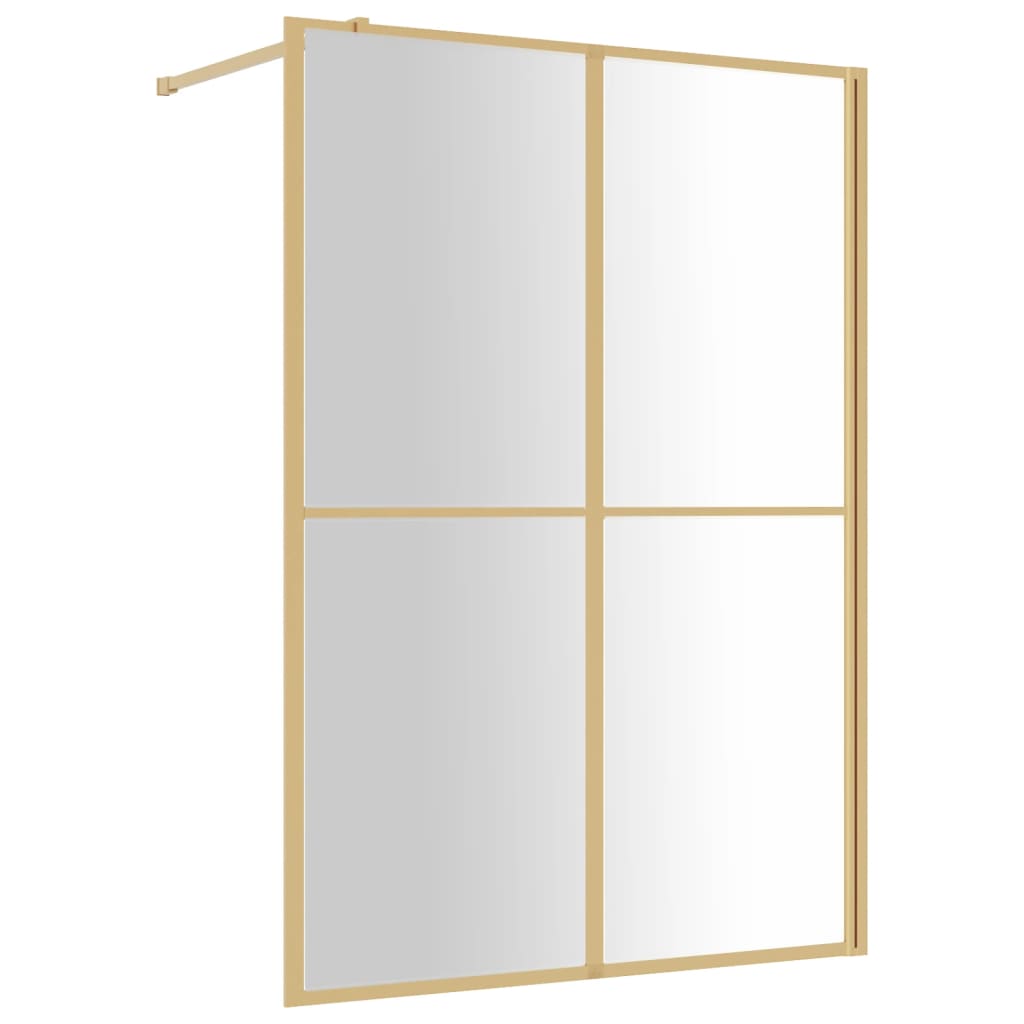 vidaXL Walk-in Shower Wall with Clear ESG Glass Gold 140x195 cm