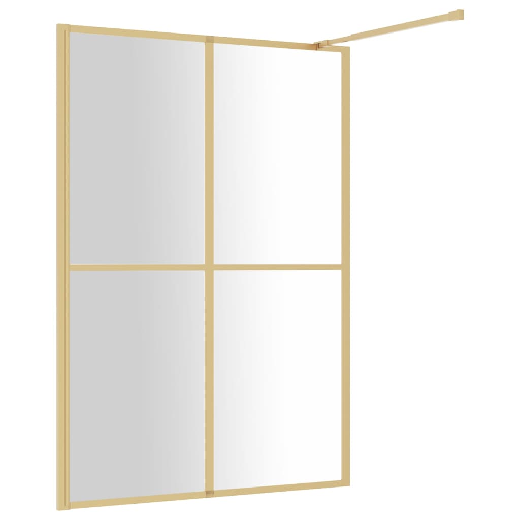 vidaXL Walk-in Shower Wall with Clear ESG Glass Gold 140x195 cm
