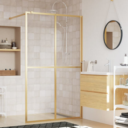 vidaXL Walk-in Shower Wall with Clear ESG Glass Gold 140x195 cm