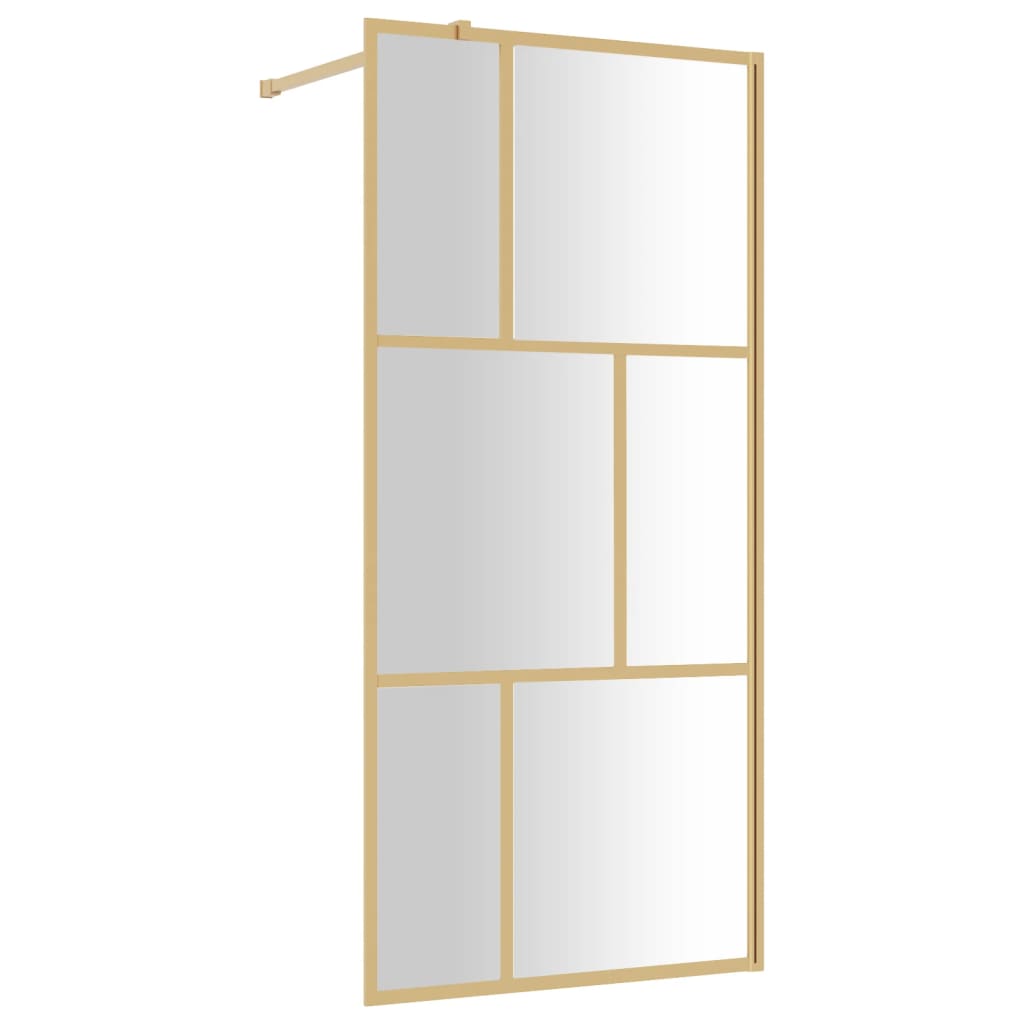 vidaXL Walk-in Shower Wall with Clear ESG Glass Gold 90x195 cm