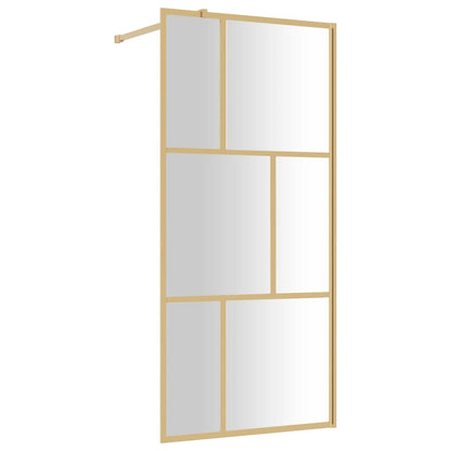 vidaXL Walk-in Shower Wall with Clear ESG Glass Gold 90x195 cm