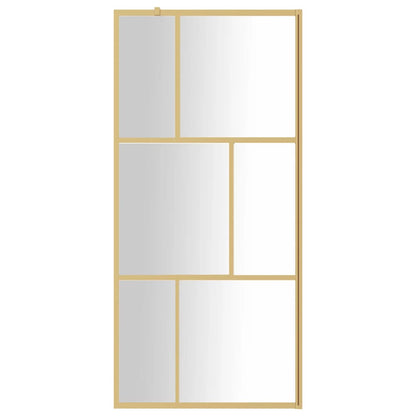 vidaXL Walk-in Shower Wall with Clear ESG Glass Gold 90x195 cm