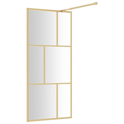 vidaXL Walk-in Shower Wall with Clear ESG Glass Gold 90x195 cm