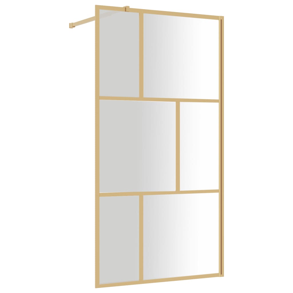 vidaXL Walk-in Shower Wall with Clear ESG Glass Gold 115x195 cm