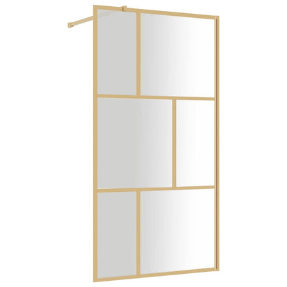 vidaXL Walk-in Shower Wall with Clear ESG Glass Gold 115x195 cm