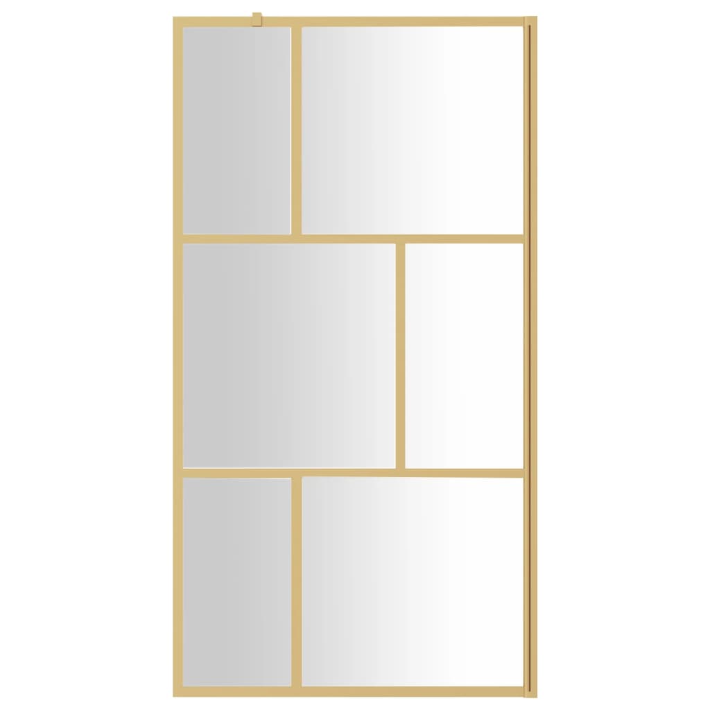vidaXL Walk-in Shower Wall with Clear ESG Glass Gold 115x195 cm