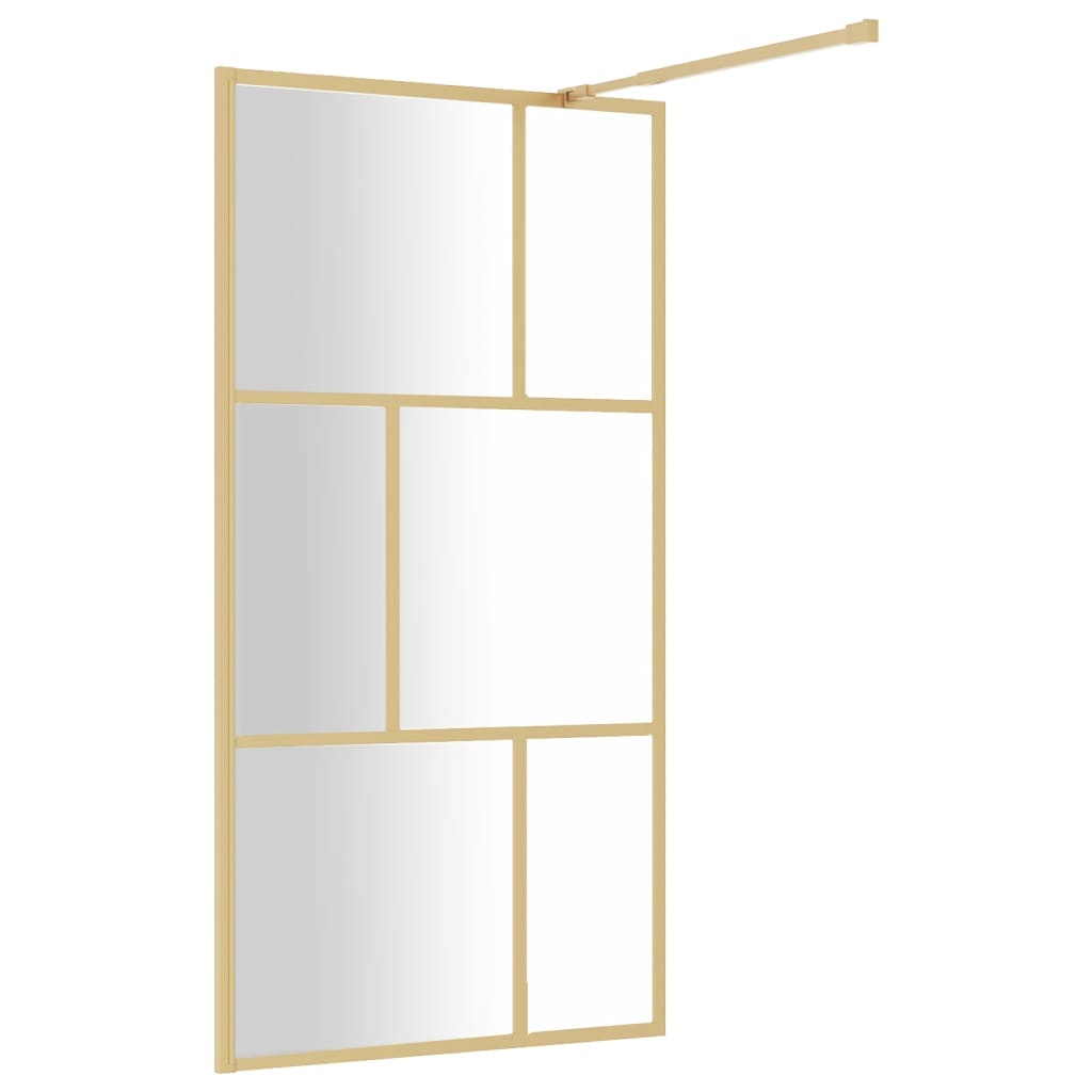 vidaXL Walk-in Shower Wall with Clear ESG Glass Gold 115x195 cm