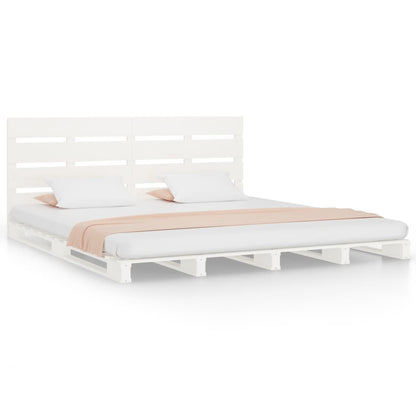 vidaXL Bed Frame without Mattress White Solid Wood Pine Small Double