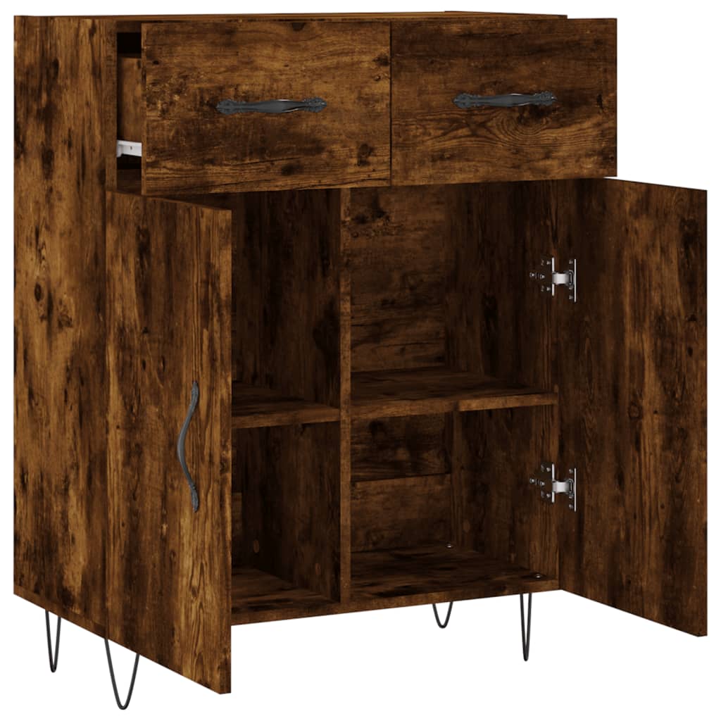 vidaXL Sideboard Smoked Oak 69.5x34x90 cm Engineered Wood