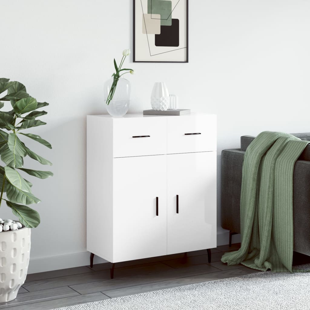 vidaXL Sideboard High Gloss White 69.5x34x90 cm Engineered Wood