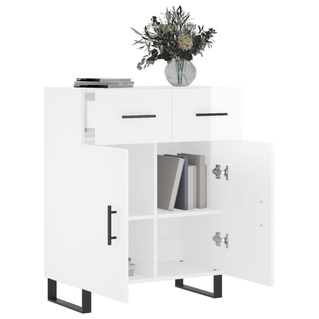 vidaXL Sideboard High Gloss White 69.5x34x90 cm Engineered Wood