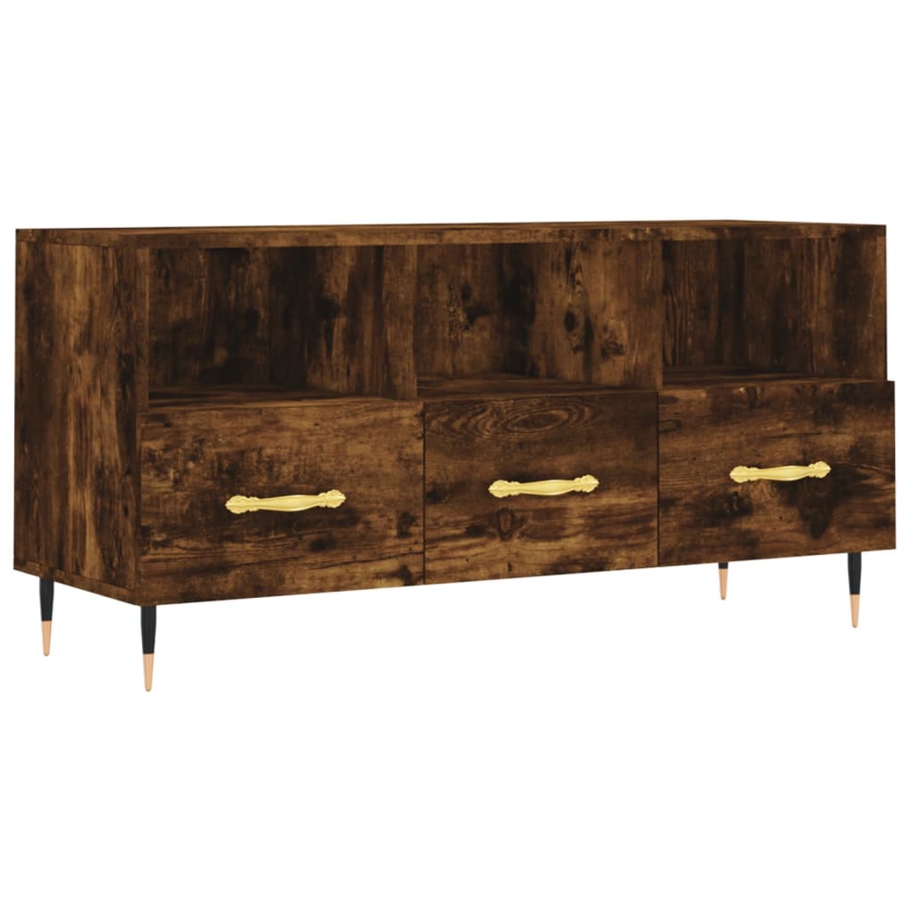 vidaXL TV Cabinet Smoked Oak 102x36x50 cm Engineered Wood