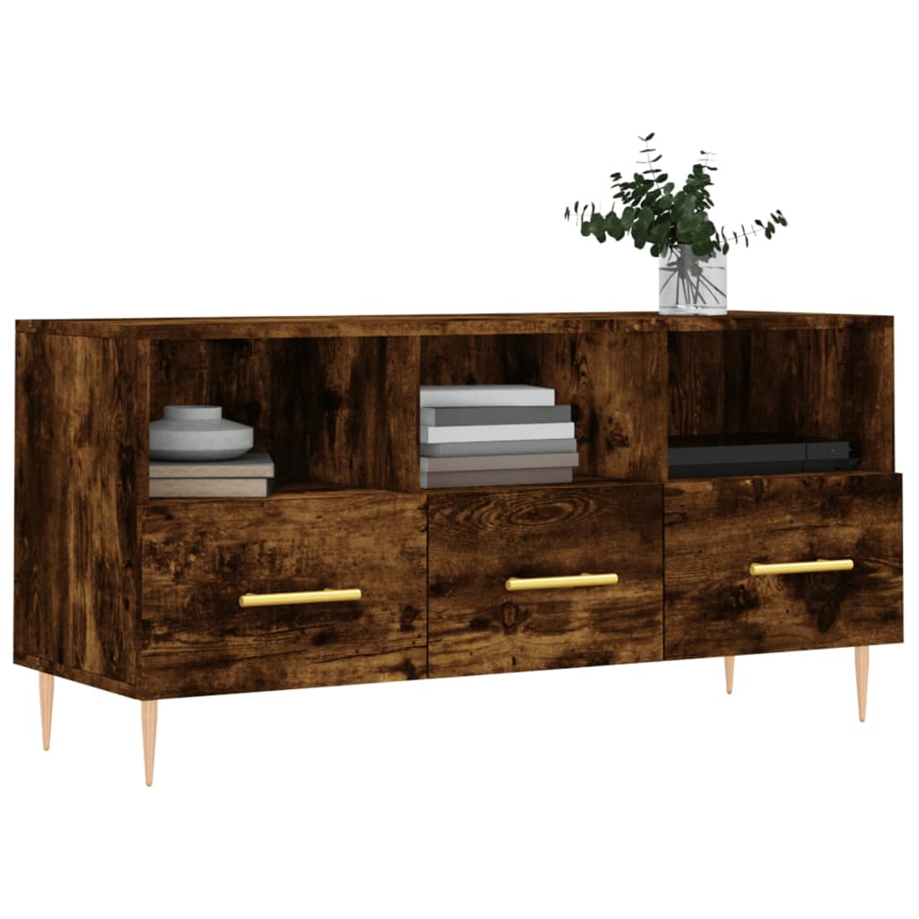 vidaXL TV Cabinet Smoked Oak 102x36x50 cm Engineered Wood