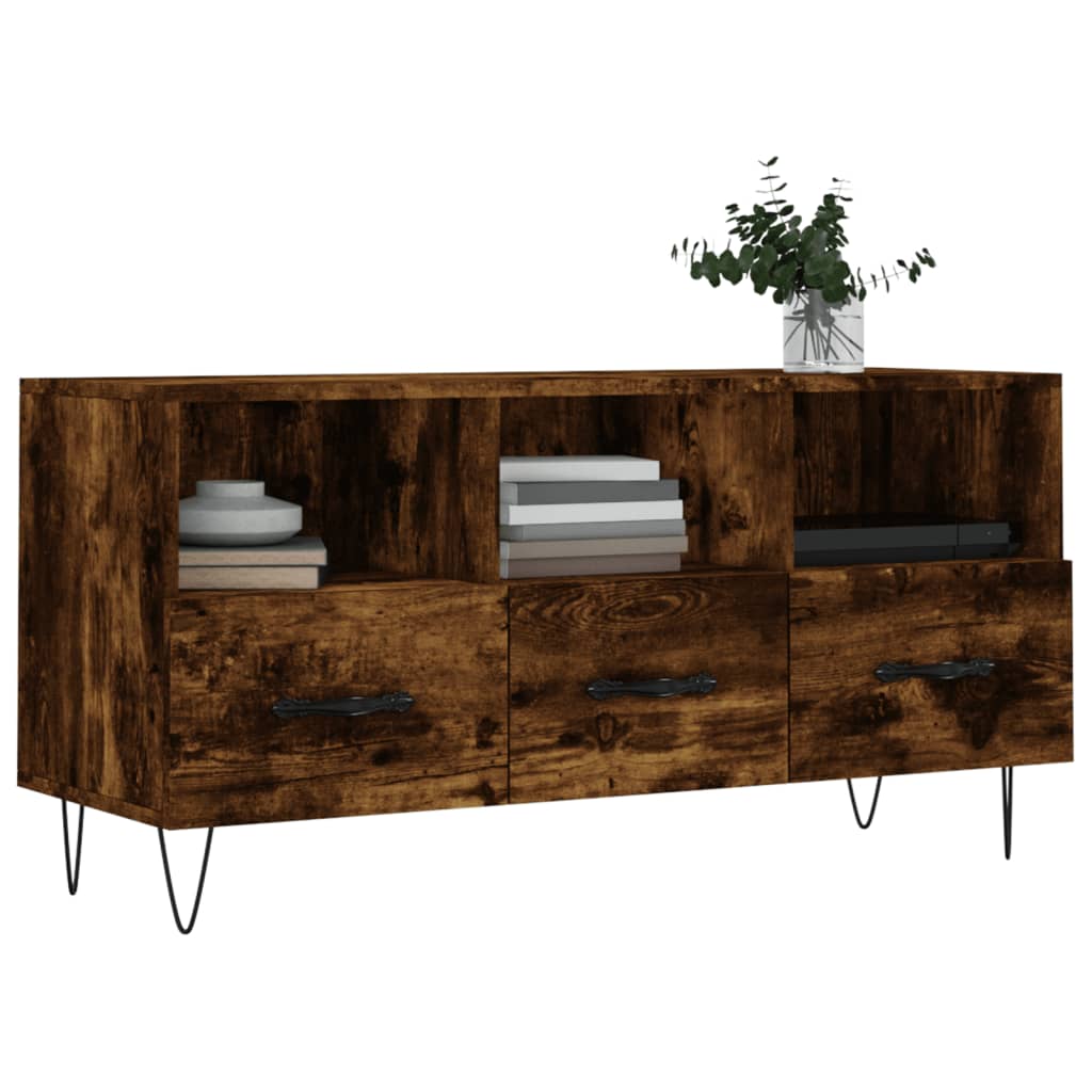 vidaXL TV Cabinet Smoked Oak 102x36x50 cm Engineered Wood