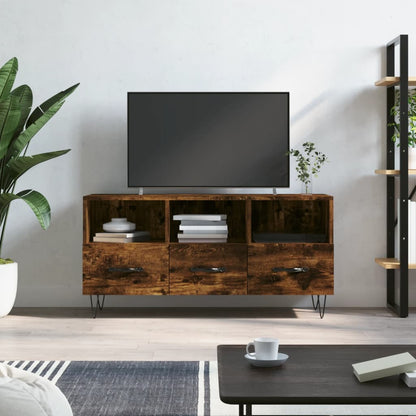 vidaXL TV Cabinet Smoked Oak 102x36x50 cm Engineered Wood