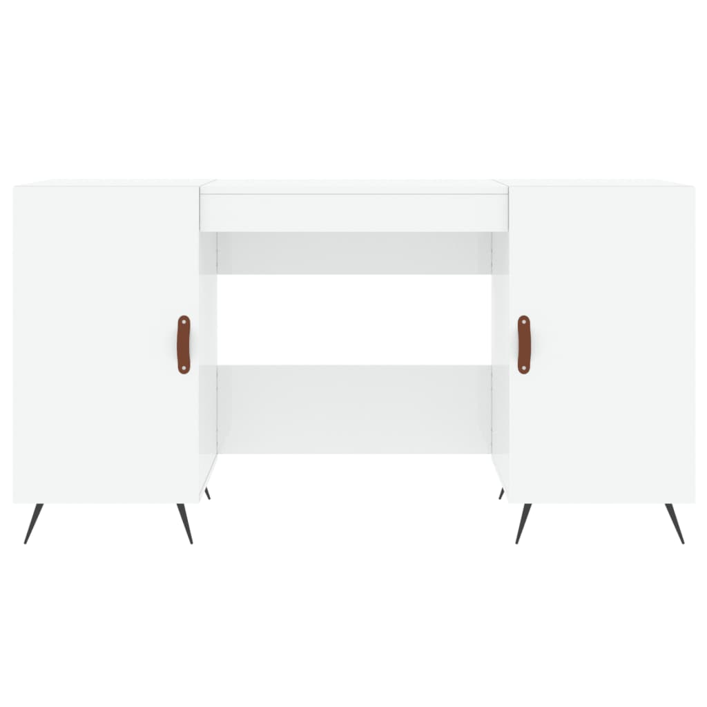 vidaXL Desk High Gloss White 140x50x75 cm Engineered Wood