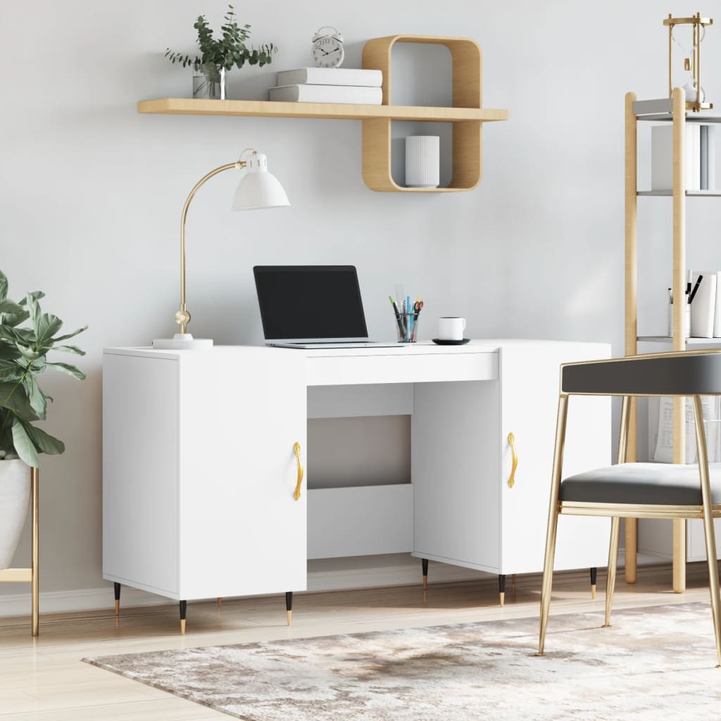 vidaXL Desk White 140x50x75 cm Engineered Wood