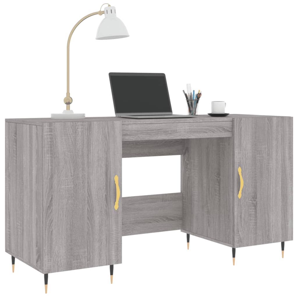 vidaXL Desk Grey Sonoma 140x50x75 cm Engineered Wood