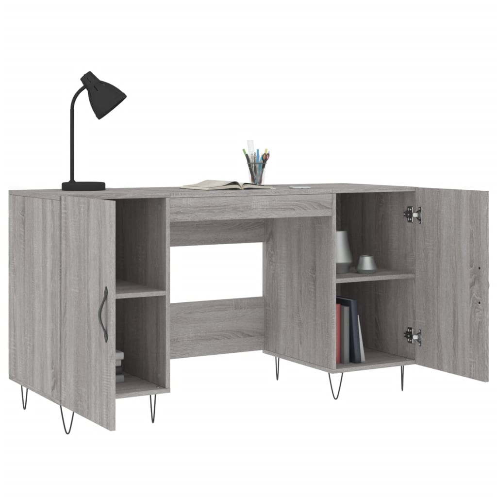 vidaXL Desk Grey Sonoma 140x50x75 cm Engineered Wood