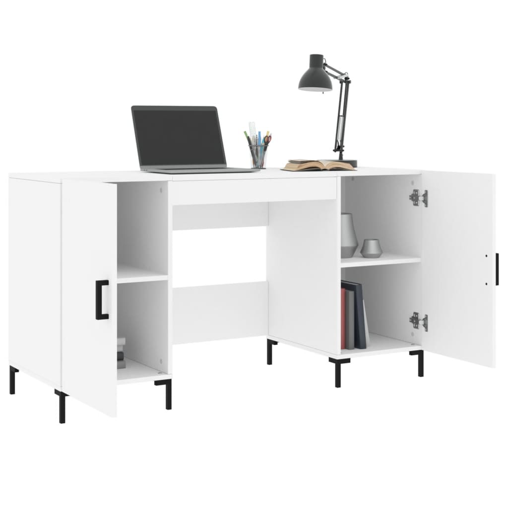 vidaXL Desk White 140x50x75 cm Engineered Wood