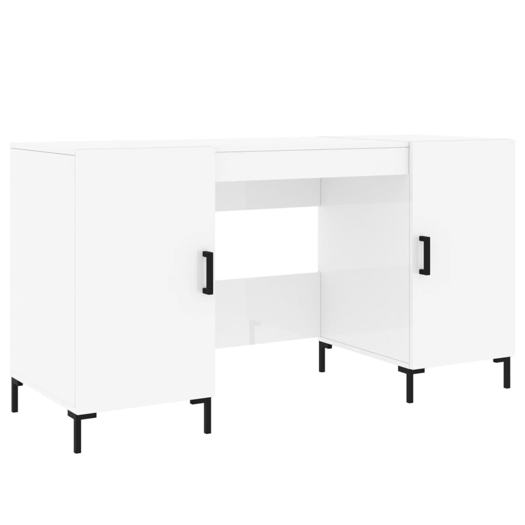vidaXL Desk High Gloss White 140x50x75 cm Engineered Wood