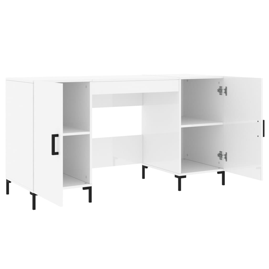 vidaXL Desk High Gloss White 140x50x75 cm Engineered Wood
